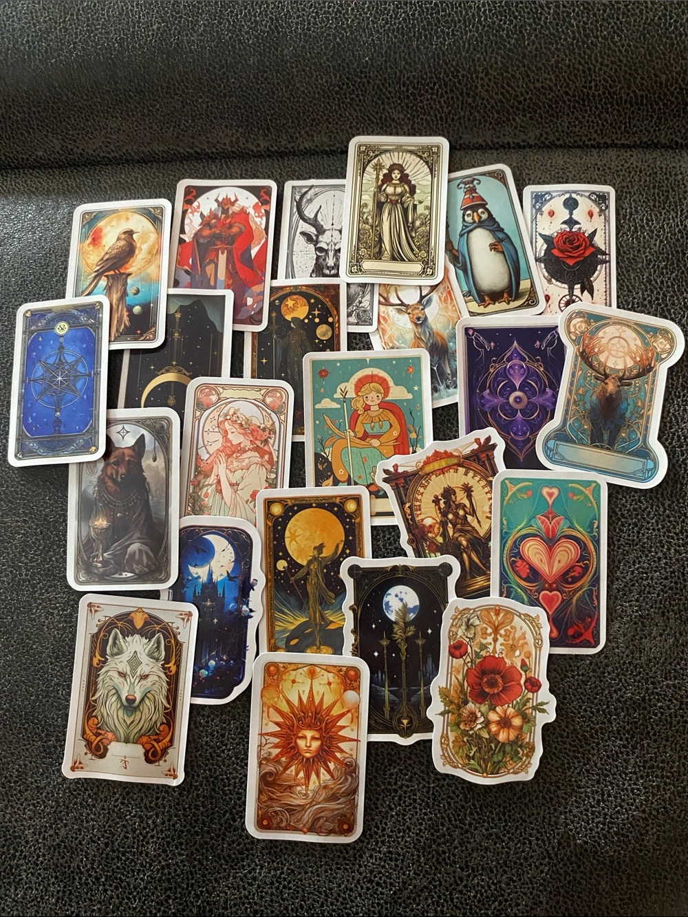 🖤 23 Colorful Illustrated Tarot-Style Sticker Set - Multicolor